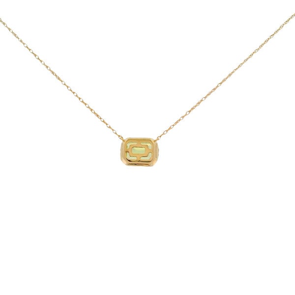 14K Yellow Gold 1ct East to West Peridot .02ct Diamond Split Chain Bezel Necklace 18"