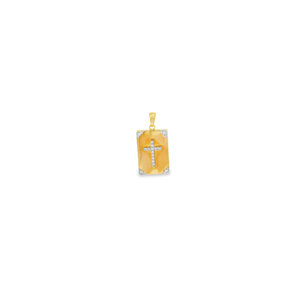 10KY Estate .15ct Dia Cross Square Locket 27x13mm