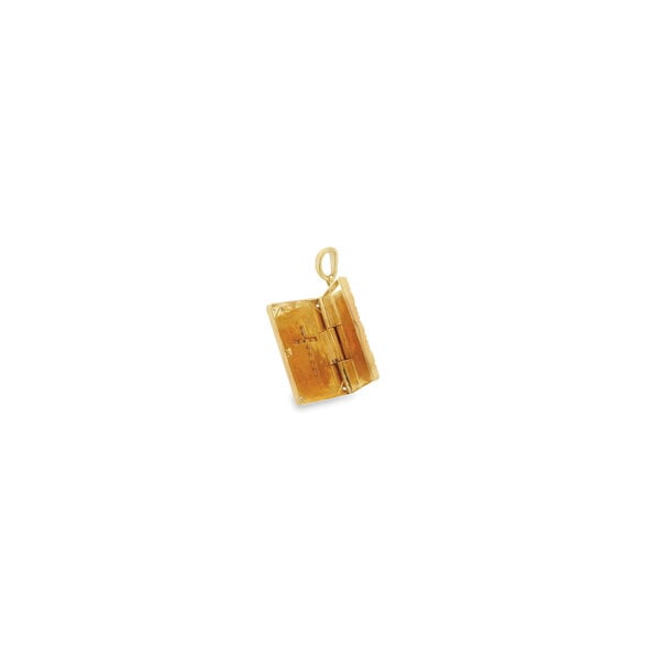 10K Yellow Gold Estate .15ct Diamond Cross Square Locket 27x13mm