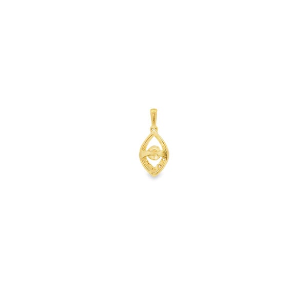 14K Yellow Gold .20ct Diamond 5mm White Freshwater Pearl Pendant 19x8mm