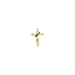 10KY Estate .25ct Emerald Structural Cross Hidden Bail Pendant 26.5x15mm