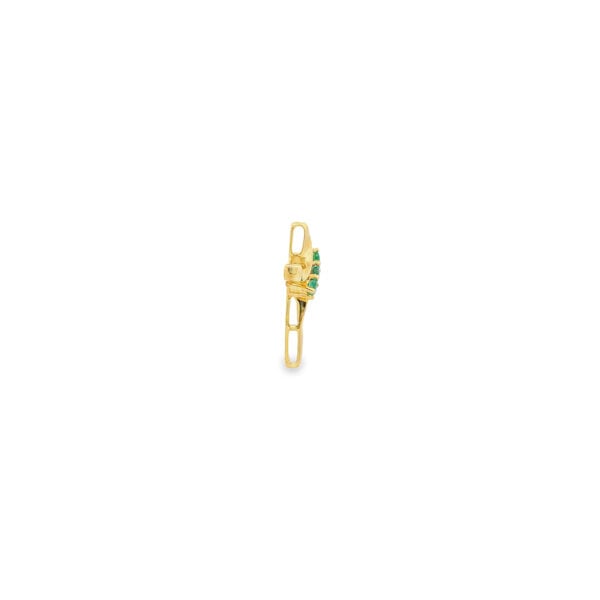 10K Yellow Gold Estate .25ct Emerald Structural Cross Hidden Bail Pendant 26.5x15mm
