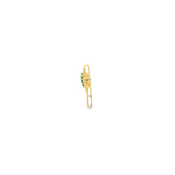 10K Yellow Gold Estate .25ct Emerald Structural Cross Hidden Bail Pendant 26.5x15mm