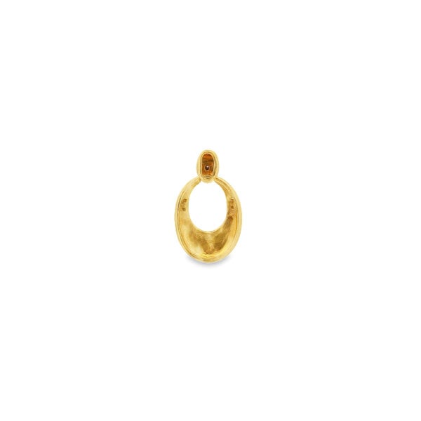 14K Yellow Gold Estate Opal Inlay .06ct Diamond Oval Pendant 27x16