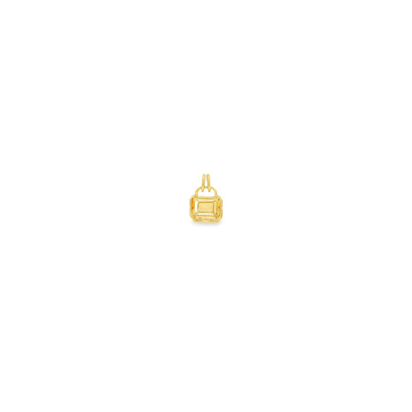 14K Yellow Gold 2ct East to West Square Citrine .03ct Diamond Pendant 14x10mm