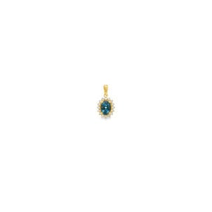 10KY .65ct Oval London BT .22ct Dia Halo Pendant 16x9mm