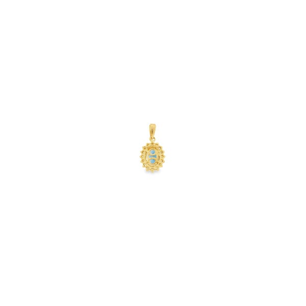 10K Yellow Gold .65ct Oval London Blue Topaz .22ct Diamond Halo Pendant 16x9mm