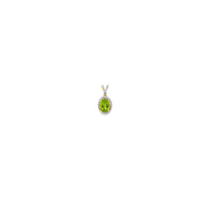 10KY 1.20ct Oval Peridot .17ct Dia Halo Pendant 12x9mm