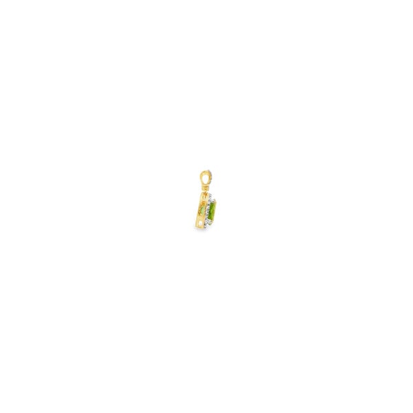10K Yellow Gold 1.20ct Oval Peridot .17ct Diamond Halo Pendant 12x9mm