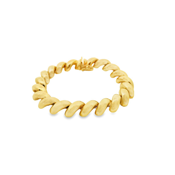 14K Yellow Gold 70's/80's 9mm Polished San Marco Bracelet 7"