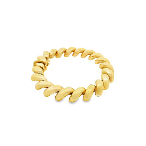 14K Yellow Gold 70's/80's 9mm Polished San Marco Bracelet 7"