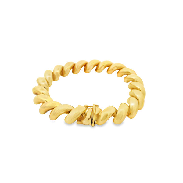 14K Yellow Gold 70's/80's 9mm Polished San Marco Bracelet 7"