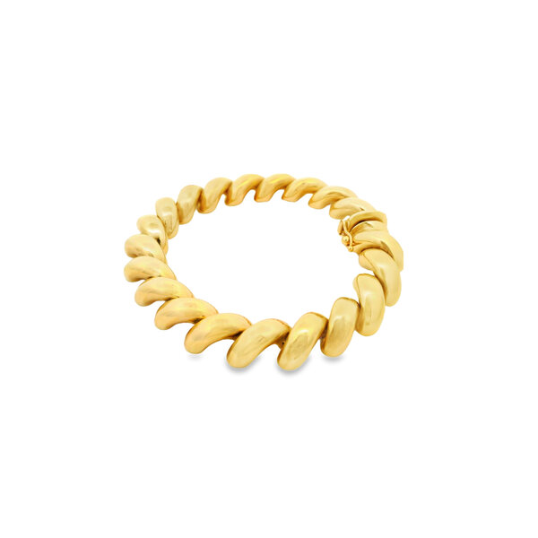 14K Yellow Gold 70's/80's 9mm Polished San Marco Bracelet 7"