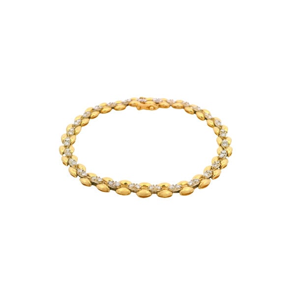 14K Yellow Gold Estate .65ct Diamond Row Bracelet 7"
