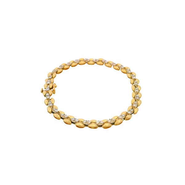 14K Yellow Gold Estate .65ct Diamond Row Bracelet 7"