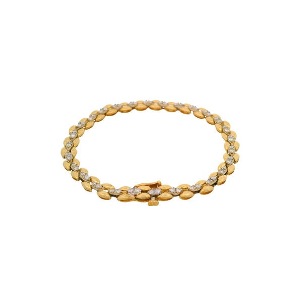 14K Yellow Gold Estate .65ct Diamond Row Bracelet 7"
