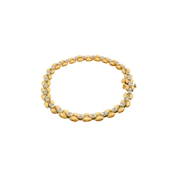 14K Yellow Gold Estate .65ct Diamond Row Bracelet 7"