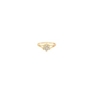 14KY Estate .20ct Dia Flower Cluster Split Shank Ring Sz 6.75
