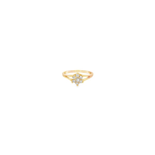 14K Yellow Gold Estate .20ct Diamond Flower Cluster Split Shank Ring Size 6.75