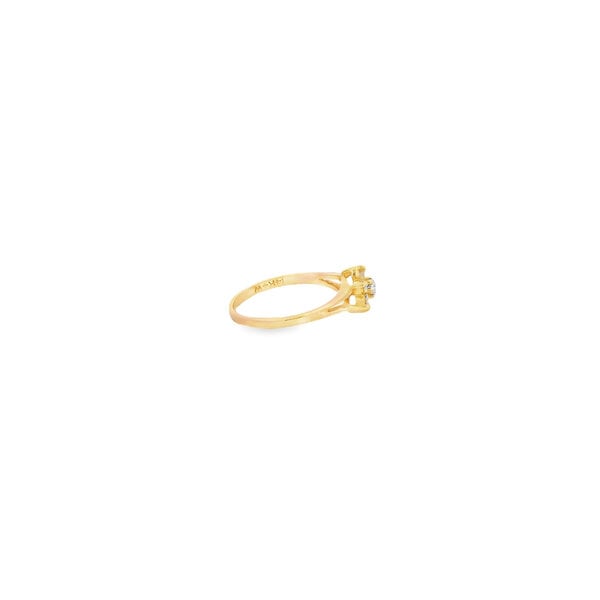 14K Yellow Gold Estate .20ct Diamond Flower Cluster Split Shank Ring Size 6.75