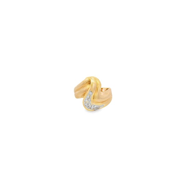 14K Yellow Gold1980's .15ct Diamond Bypass Ring Size 7.75