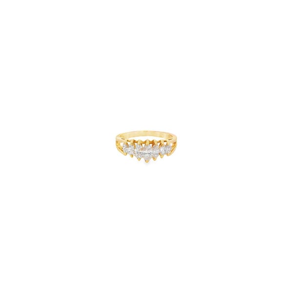 14K Yellow Gold 1980's 1ct Marquise Diamond Pyramid Ring Size 8.25