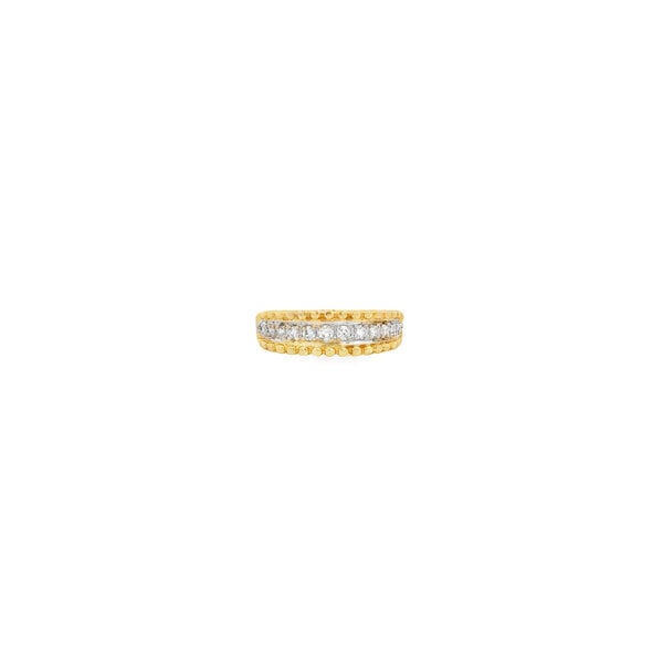 14K Yellow and White Gold Estate .30ct Diamond Beaded Edge Band Size 7.5