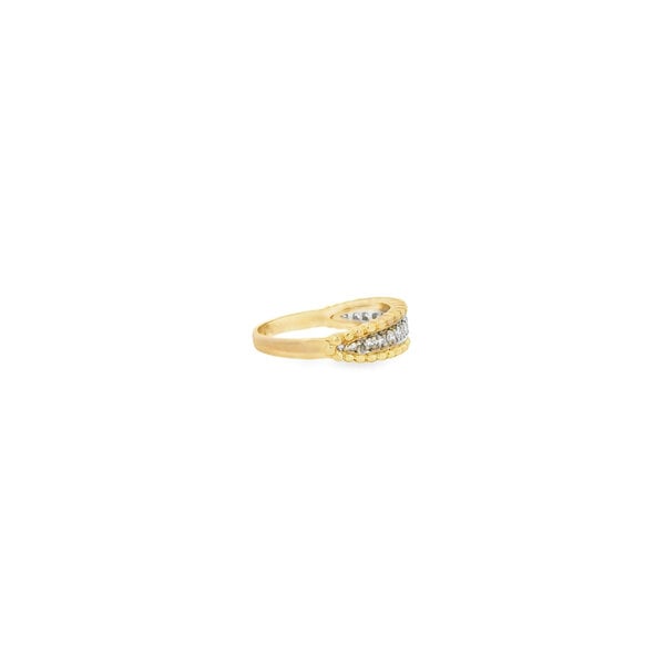14K Yellow and White Gold Estate .30ct Diamond Beaded Edge Band Size 7.5