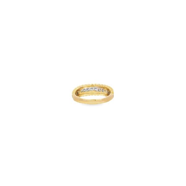 14K Yellow and White Gold Estate .30ct Diamond Beaded Edge Band Size 7.5