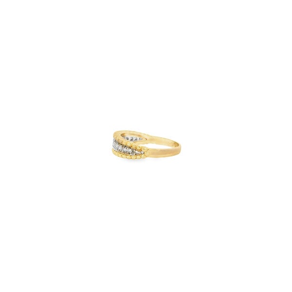 14K Yellow and White Gold Estate .30ct Diamond Beaded Edge Band Size 7.5