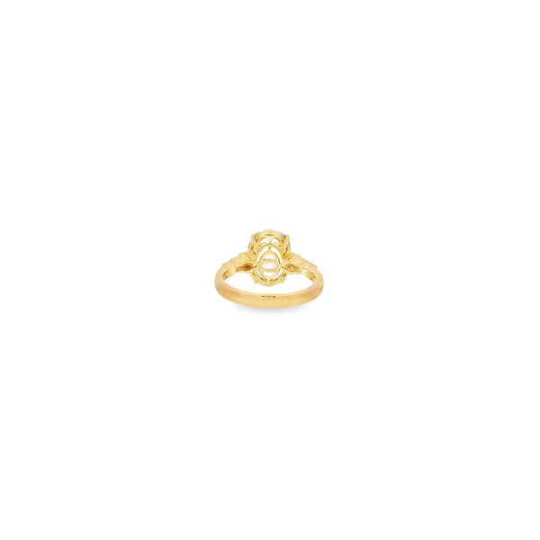 10K Yellow Gold Estate 3ct Oval Aqua .20ct Diamond Ring Size 6