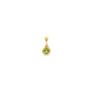 14KY Estate 1ct Pear Peridot .04ct Dia Pendant 20x9mm