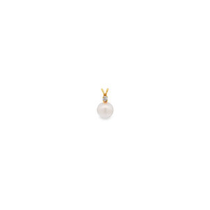 14KY Estate .03ct Dia 7mm White Freshwater Pearl Pendant
