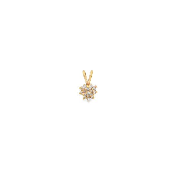 14K Yellow Gold 1980's .38ct Diamond Heart Cluster Pendant 17x10mm
