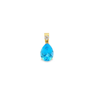 14KY 1970's 12.8ct Pear BT .30ct Dia Pendant 28x12mm