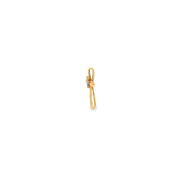 10K Yellow Gold 1980's .05ct Diamond Ribbon Cross Pendant 22x14mm