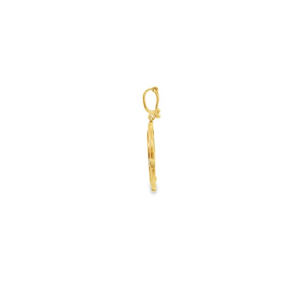 14K Yellow Gold Estate Carved Floral Mother of Pearl .02ct Diamond Disc Pendant with Enhancer Bail