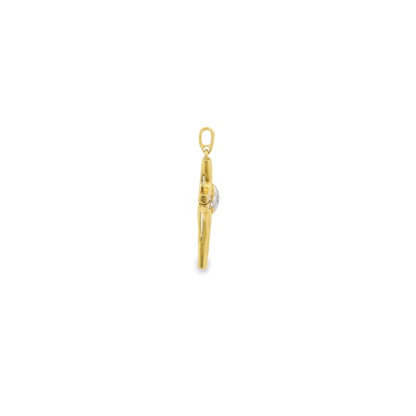 14K Yellow Gold Estate 37x18mm .07ct Diamond Split Setting Cross Pendant