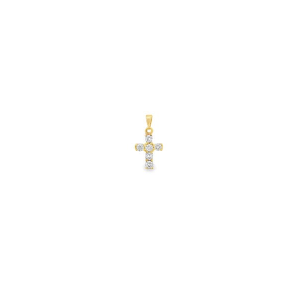 14K Yellow Gold Estate Moissanite Cross Pendant 17x9mm