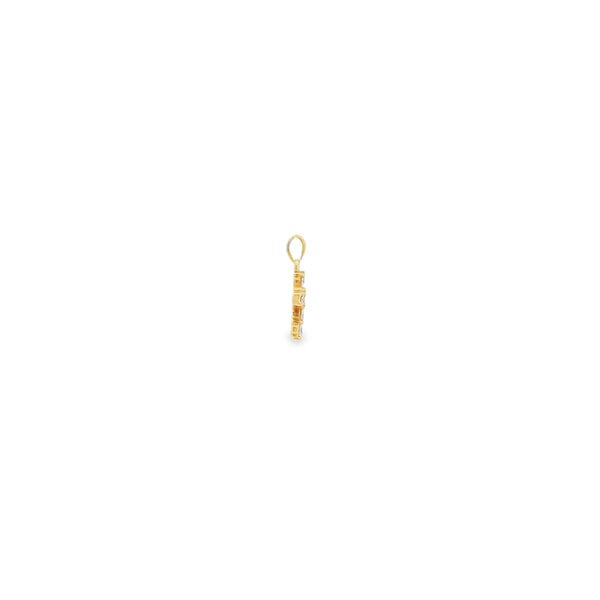 14K Yellow Gold Estate Moissanite Cross Pendant 17x9mm