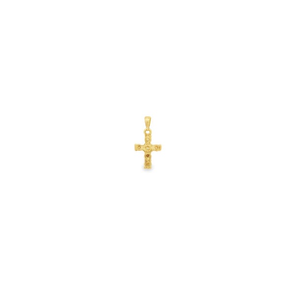 14K Yellow Gold Estate Moissanite Cross Pendant 17x9mm