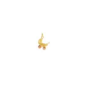 14KY Estate 14x11mm 3-D Baby Carriage w Moving Wheels Charm