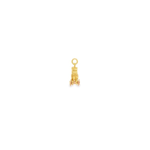 14K Yellow Gold Estate 14x11mm 3-D Baby Carriage with  Moving Wheels Charm