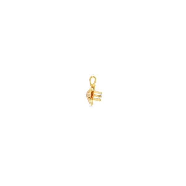 14K Yellow Gold 1960's .10ct Diamond Buttercup Setting Pendant 11x7mm