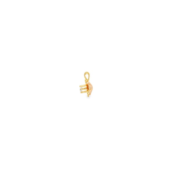 14K Yellow Gold 1960's .10ct Diamond Buttercup Setting Pendant 11x7mm