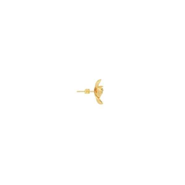 14K Yellow Gold GC Original Polished/Brushed .11ct Lab Diamond Magnolia Post Earrings