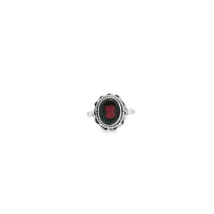 SS Garnet Ring with Rope Edge Ring