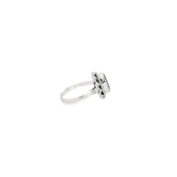 Sterling Silver Garnet Ring with Rope Edge Ring