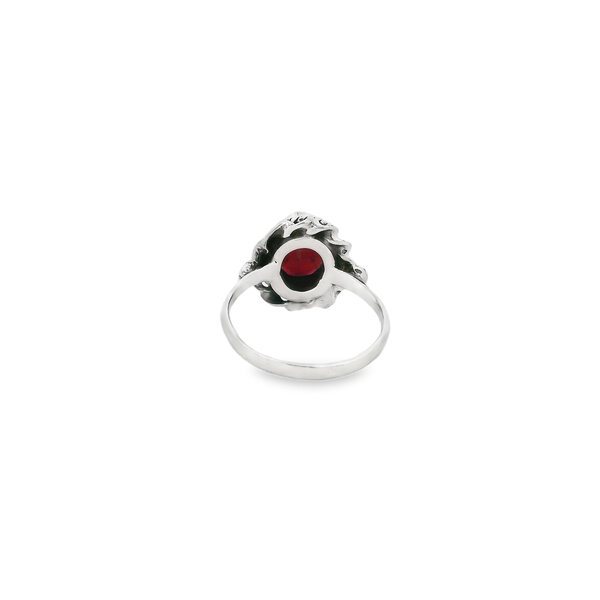 Sterling Silver Garnet Ring with Rope Edge Ring
