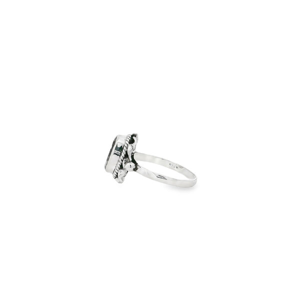 Sterling Silver Garnet Ring with Rope Edge Ring